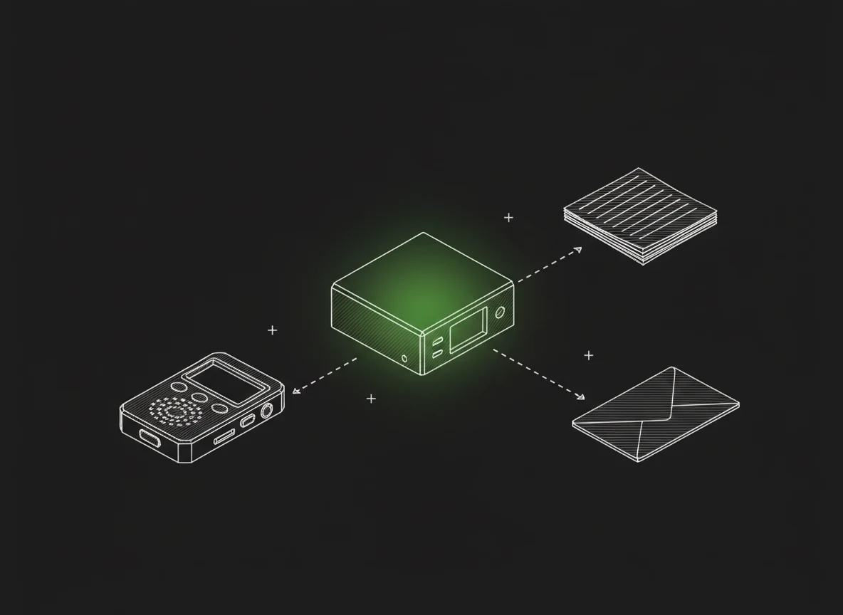 Line drawing of the OpsCode Notes: Voice Notes That File Themselves build